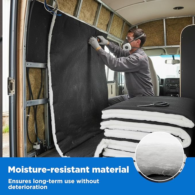Reallnaive 3 Pcs 48 in X 5 ft Camper Van Insulation, 35mm Thickened Soundproof Thermal Barrier Insulation with Scissors Acoustic Sound Deading Material for Cars, Camper Vans, Rvs and Trucks