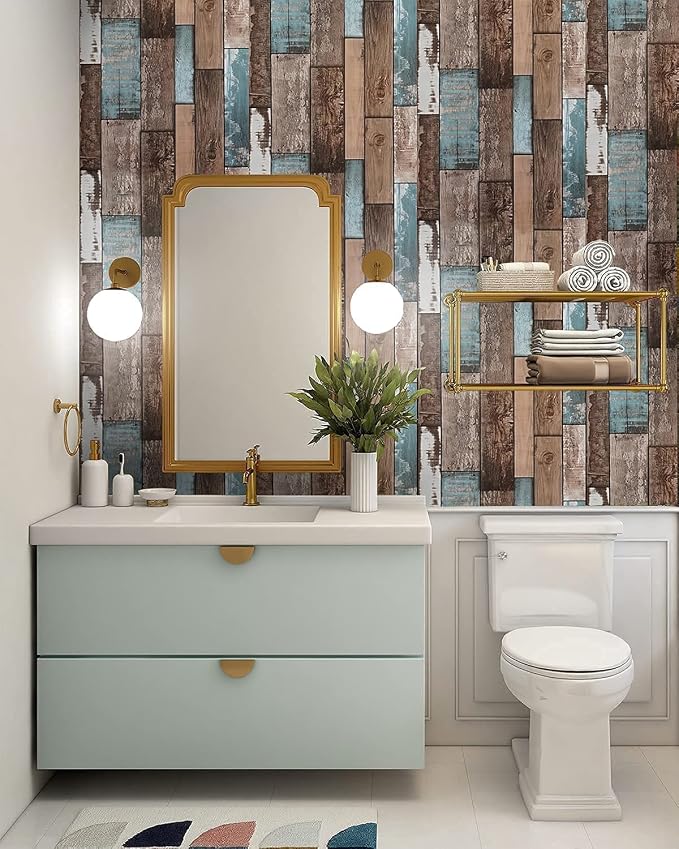 Heroad Brand 17.7”x197 Peel and Stick Wallpaper Backsplash Realistic Wood Panel Effect Contact Paper for Cabinets Accent Walls Easily Match Gorgeous Pattern Removable Wallpaper for Bedroom Bathroom