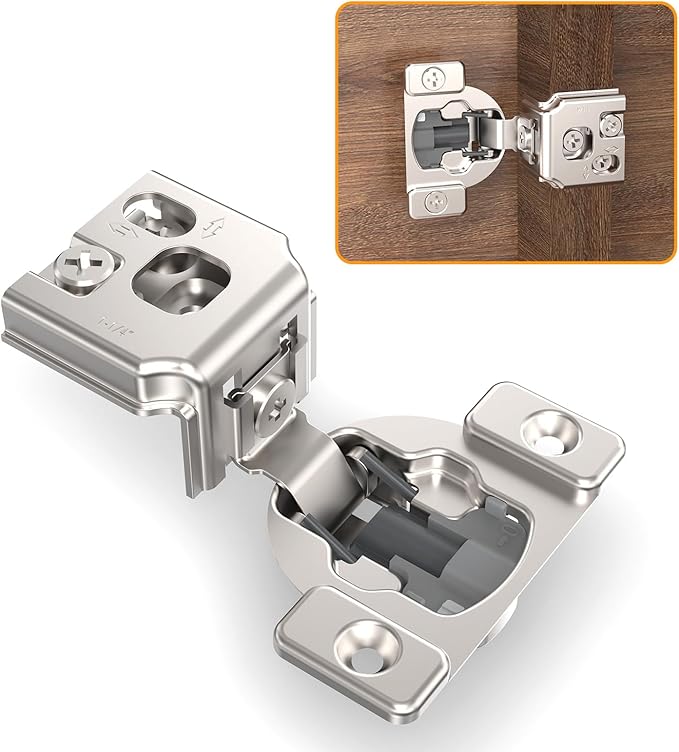 Chibery 20 Pack 1-1/4" 4D Concealed Hinges for Face Frame Door, Soft Close On/Off Switch, Self Closing, 105° Open Angle Concealed Stainless Steel Hinges for Framed Cabinet, Satin Nickel