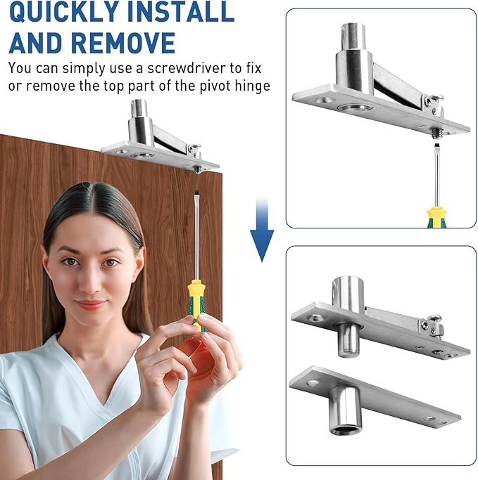 TamBee Hidden Bookcase Hinges Pivot Door Hinge with Lock Hidden Door Hinges for Secret Door 304 Stainless Steel with Spring Latch Lock and Cable