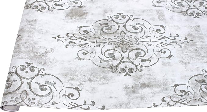 HAOKHOME Vintage Damask Peel and Stick Wallpaper White Vinyl Self Adhesive Decorative Contact Paper 17.7in x 9.8ft