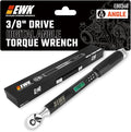 EWK 3/8" Drive Digital Angle Torque Wrench 5-100 ft-lbs (6.8-135 Nm) | ISO 6789, ±1.5% clockwise / ±2.5% counterclockwise/ ±2% Angle, LCD Display, LED Buzzer Vibration Alert, 30 Memory Values