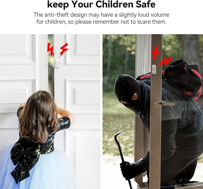 Door Alarms for Kids Safety, VOXON Door Alarm for Home Security Personal Security Alarms Sensor Burglar Window Alarm for Pool, Cars, Sheds, Caravans DIY Kit Pack of 6