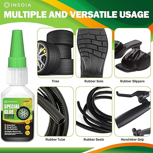 Black Rubber Glue, 20g Heavy Duty Rubber Adhesive for Tire, Tube, Shoes, Plastic, Metal & DIY Projects – Quick-Dry, Waterproof, Heat-Resistant Rubber Cement for Sidewalls, RC Tires & Auto Repair