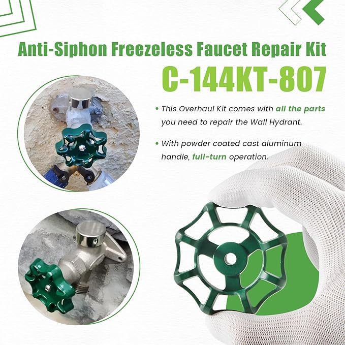 C-144KT-807 Wall Hydrant Complete Service Kit, for C-144 C-244 Series Wall Hydrants, Replace for C-144KT-807 Anti-Siphon Freezeless Faucet Repair Kit