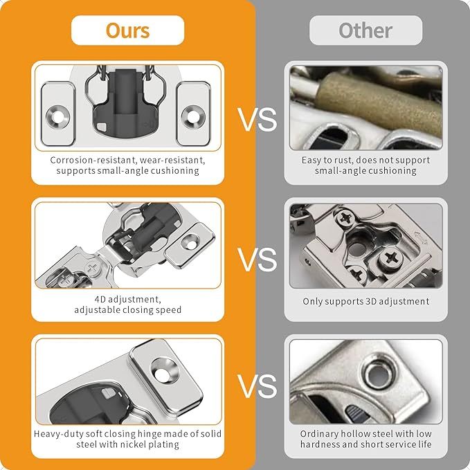 Chibery 30 Pack 1/4" Small Overlay 4D Concealed Hinges for Face Frame Door, Soft Close On/Off Switch, Self Closing, 105° Open Angle Concealed Stainless Steel Hinges for Framed Cabinet, Satin Nickel