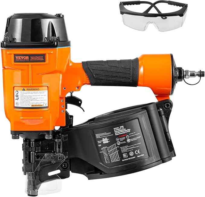 VEVOR Coil Siding Nailer MCN70, 1-3/4" to 2-3/4" 15 Degree Pneumatic Siding Nail Gun, 70-120PSI Air Coil Nailer for Pallet, Crating, Framing, Siding and Fencing