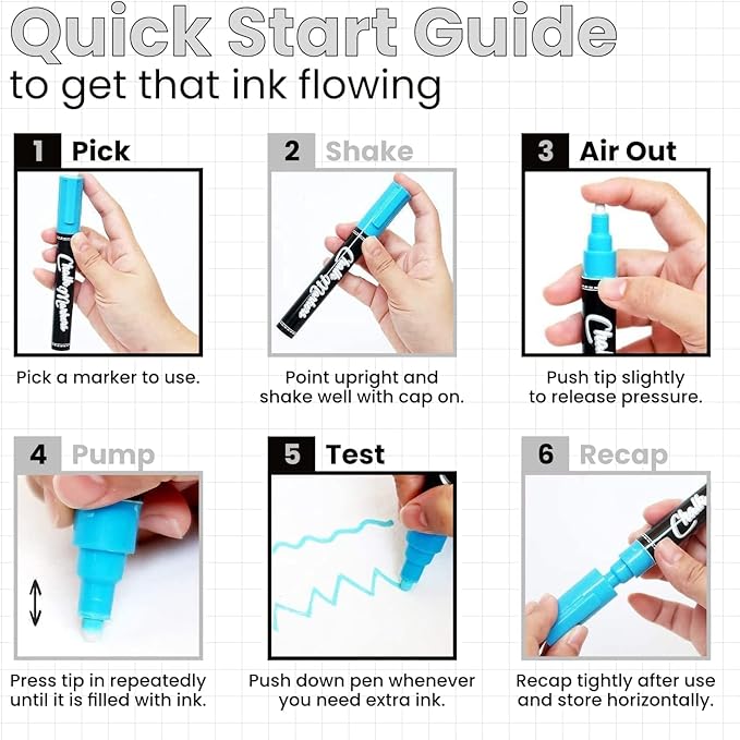 Chalkola 5 Grey Chalk Markers - Dry Erase Markers for Blackboard, Chalkboard Signs, Windows, Glass, Car | Variety Pack - Chalkboard Chalk Pens, Fine & Jumbo Size Ink Pen (1mm, 3mm, 6mm, 10mm, 15mm)