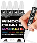 White Chalk Markers for Blackboard, Window Markers Thick, Liquid Chalk Pen with 7mm Wide Thick Tip & Erasable Paint, Jumbo Marker for Chalkboard Blackboard Sign Glass Menu Board Mirror Poster - 4 Pack