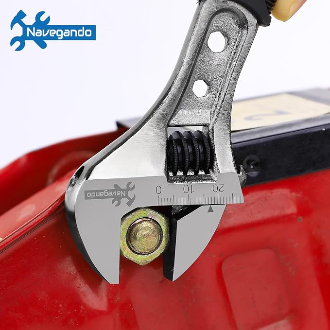 Navegando 6 Inch Adjustable Wrench (150mm), High Carbon Steel Wrench with Non-Slip Grip, 19mm Max Jaw Opening for Plumbing, Bicycle & Home Repair