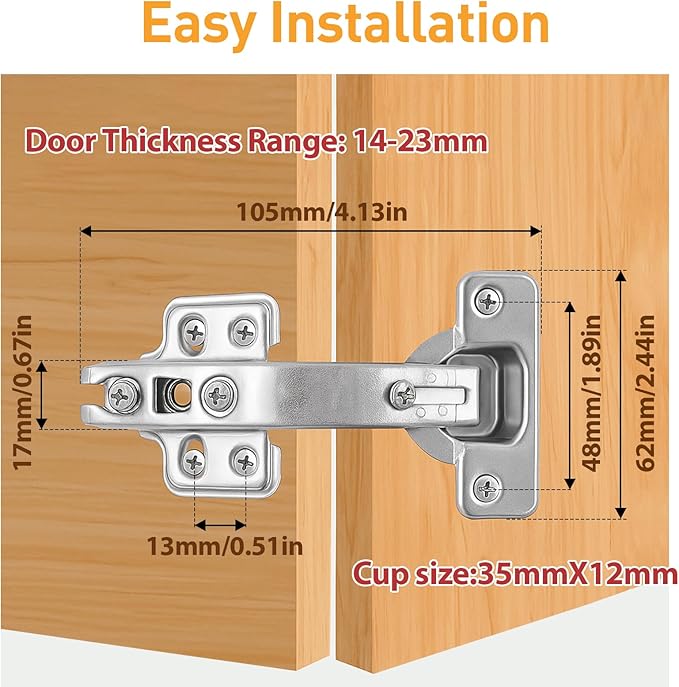 TamBee 135 Degree Cabinet Hinges, Lazy Susan Hinges for Corner Cabinets, Hidden Hinges for Kitchen Folded Doors - 3D Adjustment, Cupboard Hinges Replacement, Brushed Nickel 1 Pair