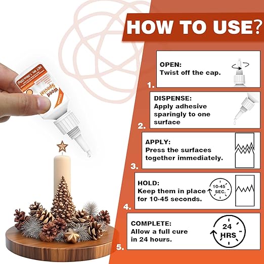 Wood Glue Strong, 30g Waterproof Wood Adhesive for Furniture Repair, Fast Drying Wood to Wood Glue for Woodworking, DIY Crafts, Oak & Hardwoods, Indoor/Outdoor Use