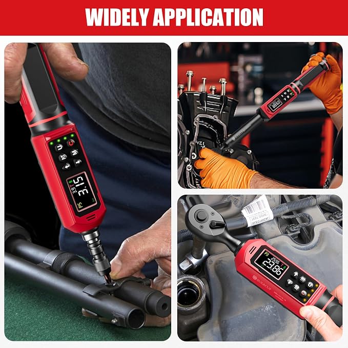 1/4"&3/8"&1/2" Digital Torque Wrench Set, ±1% accuracy | 0.15-10Nm&0.66-44.29Ft.Lb/0.9-60N.m&3.8-250.8Ft.Lb/5.1-340Nm, 9 presets, 5 units, for Truck, Auto, Moto, Bike, Electronics