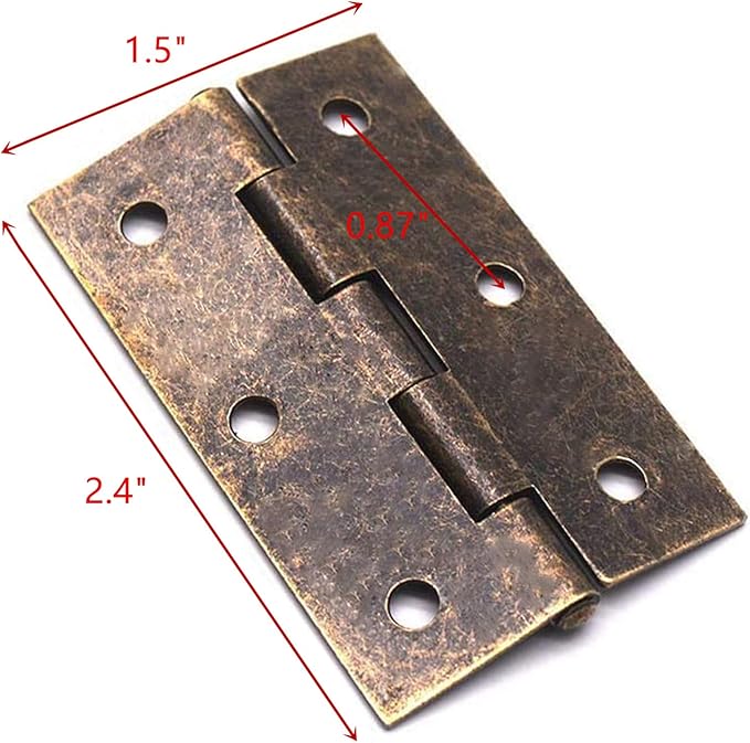 XMHF Cabinet Gate Closet Door Hinges 2.4"x1.5" Home Furniture Hardware Folding Butt Hinges Bronze Tone with Mounting Screws Pack of 12