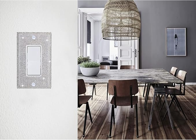 Silver Shiny Silver Rhinestones Wall Plates Light Switch Cover Decorative Outlet Cover Single Toggle Switch Plates And Outlet Covers