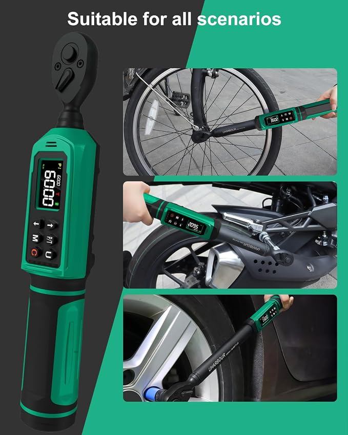 Uharbour 3/8" Digital Torque Wrench 1.5-99.5ft-lbs/6.8-135Nm | ±1% Accuracy Electric Wrench, Dual Direction Ratchet, Vibration & LED Alert