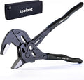 toolant 12-INCH Plier Wrench, CR-V Construction Adjustable Wrench With Pouch, Black Finish Smooth Jaw Pliers, Parallel Jaws with Comfortable Grips, Suitable for All Types of Nuts, Water Pipes, etc