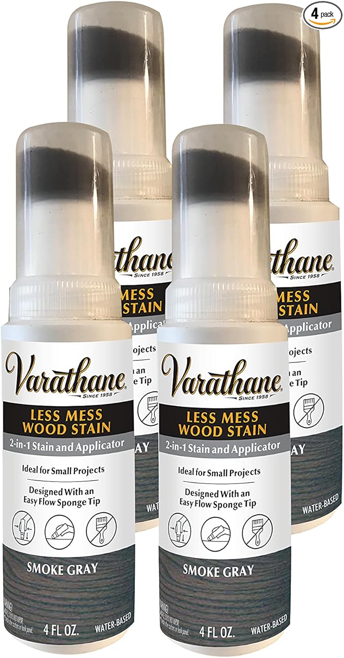 Varathane 368033-4PK Less Mess Wood Stain and Applicator, 4 oz, Smoke Gray, 4 Pack