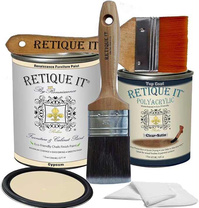Retique It Chalk Furniture Paint by Renaissance DIY, Poly Kit, 21 Gypsum, 32 Ounces