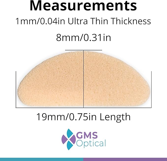 GMSO Ultra-Thin Quality Adhesive Halfmoon Black Foam Nose Pads - Removes Soreness - Large (19mm x 8mm x 1mm) (5 Pair, Peach)