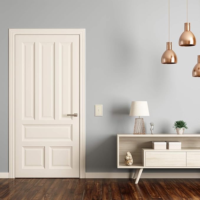 Henne Bery Sunken Pearls Heavy Duty Decorative Wall Plate Switch Plate Outlet Cover, Durable Solid Zinc Alloy (Single Toggle 3PK, Light Almond)