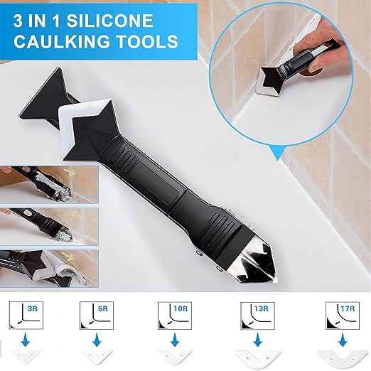 8Oz White Waterproof Caulk & Seal Silicone Sealant, Wadities Tile Grout Repair Kit with Grout Remove Scraper, Shrink & Crack Proof for Bathroom, Shower, Kitchen, Floor (4Oz, Pack of 2)