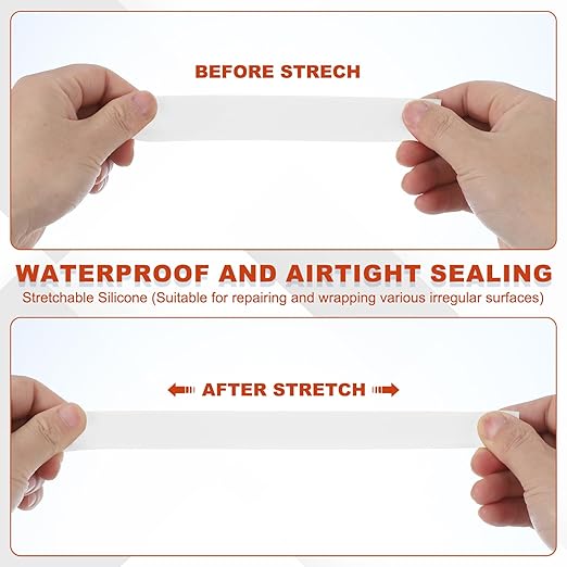 uxcell 2 Pcs Self Fusing Silicone Tape, 1" x 10ft Waterproof Water Leak Sealing Tape for Plumbing Pipe Hose Repair Handles, White