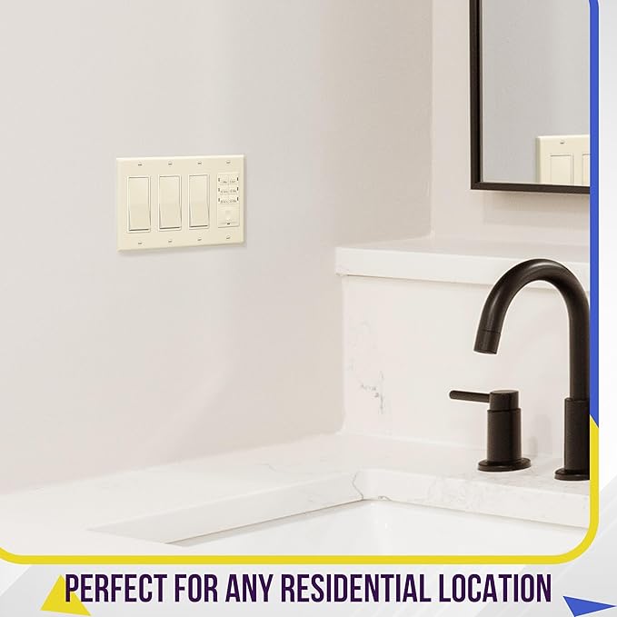 ENERLITES Decorator Light Switch or Receptacle Outlet Wall Plate, Gloss Finish, Size 4-Gang 4.50" x 8.19", Unbreakable Polycarbonate Thermoplastic, UL Listed, 8834-LA, Light Almond