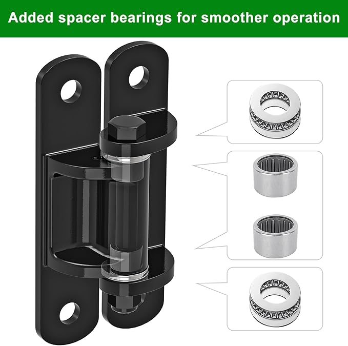 Insaga 6.7'' Heavy Duty Gate Hinges 1100LB Capacity 4PCS of 6mm Steel Hinges with Bearings & Rust-Proof E-Coating, Bolt On Low-Profile Hinges for Fences, Driveway Gates, Locking Screws Anti-Sag Design