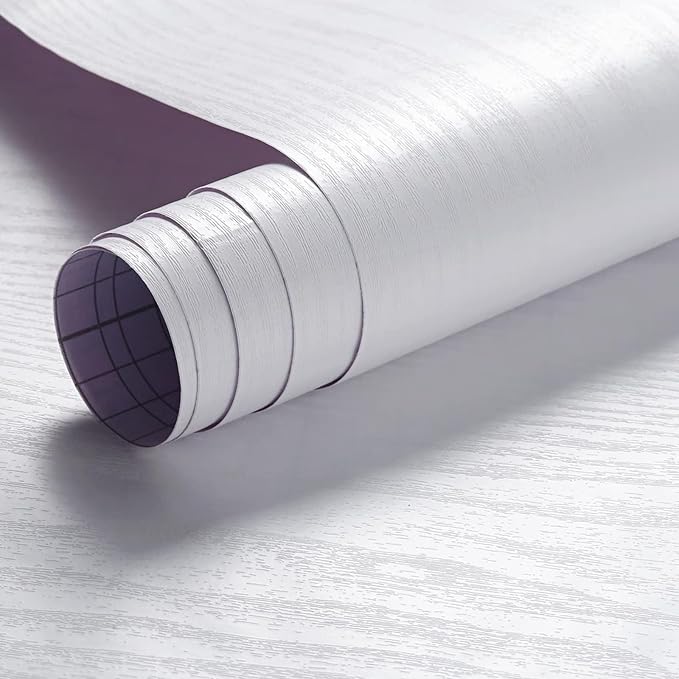 Arthome Peel and Stick Wallpaper - White Wood Contact Paper - White Wallpaper - Self-Adhesive, Removable and Waterproof for Cabinet, Countertop (17"x240")