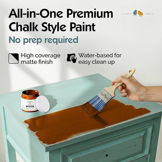 Chalky Chicks 4 Fl Oz Matte Acorn Orange Chalk Paint for Furniture Without Sanding - No Prep Furniture Paint No Sanding All in One for Crafts, Wood, Cabinet, Walls, Metal, Dresser, Farmhouse