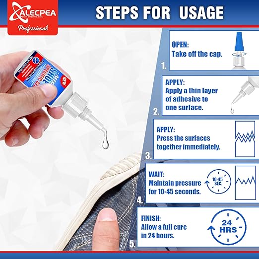 ALECPEA 2Pack 30g Shoe Glue - Ultimate Strength Adhesive for for Soles Boots Sneakers Heels Hiking Shoes Leather Handbags - Quick Set in 15 Seconds