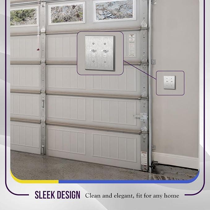 ENERLITES Toggle Light Switch Stainless Steel Wall Plate, Metal Plate Corrosive Resistant Cover for Rotary Dimmers Lights, Size 2-Gang 4.50" x 4.57", 7712, 430 Stainless Steel, UL Listed, Silver