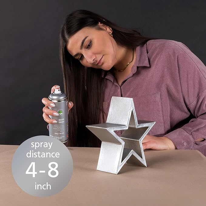 Silver Paint Spray Crush Semi Gloss | Water based & Odorless | Eco-Friendly & Vegan | Weather & UV-Resistant | For all Substrates | Fast Drying & High Coverage | For Indoor/Outdoor