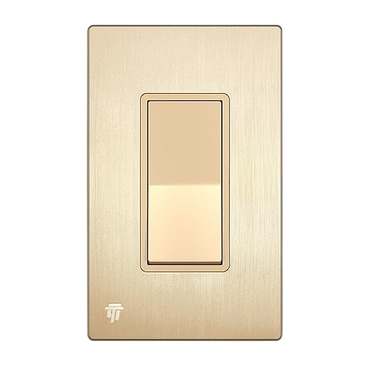 ENERLITES Elite Series Decorator Light Switch with Brushed Screwless Wall Plate, Single Pole, 3 Wire, Grounding Screw, Residential Grade, 15A 120V, UL Listed, 91150-GDWBP, Brush Gold with Wall Plate