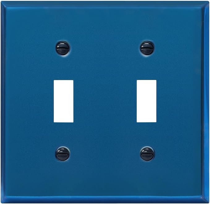 ENERLITES Toggle Light Switch Metal Wall Plate, Stainless Steel Switch Cover, Corrosion Resistant, Standard Size 2-Gang 4.50" x 4.57", Stainless Steel 201, 7712-PBL, Polished Blue