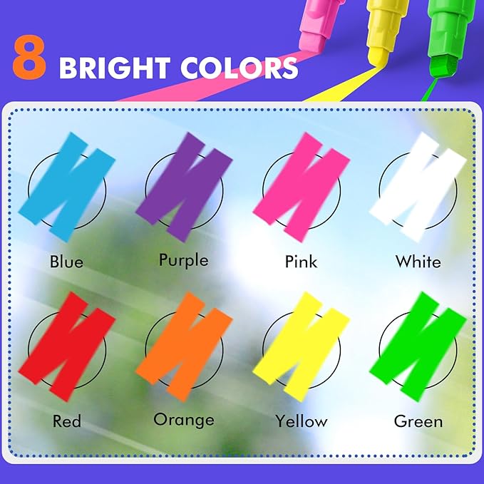 GOTIDEAL 10mm Window Markers,Chalk Markers for Blackboard,Washable Car Marker for Chalkboard,Glass Mirror, Jumbo Thick Tip Window paint markers Erasable for Wedding Married Painting,Menus(8 Colors