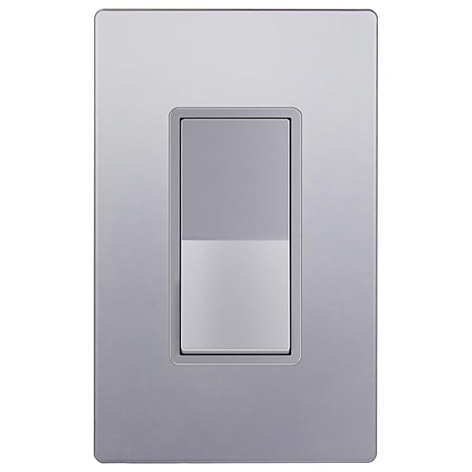ENERLITES Elite Series Decorator Switch with Screwless Wall Plate, Paddle Light Switch, Single Pole, 3 Wire, Grounding Screw, Residential Grade, 15A 120V, UL Listed, 91150-SVWP, Silver