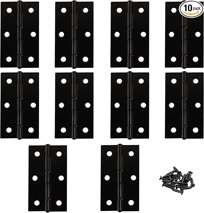 10 Pcs 2.5 Inch Black Door Hinge Cabinet Hinge, Reliable Black Ball Bearing Butt Hinges for Windows, Cabinets, and Outdoor Use, Includes Mounting Screws