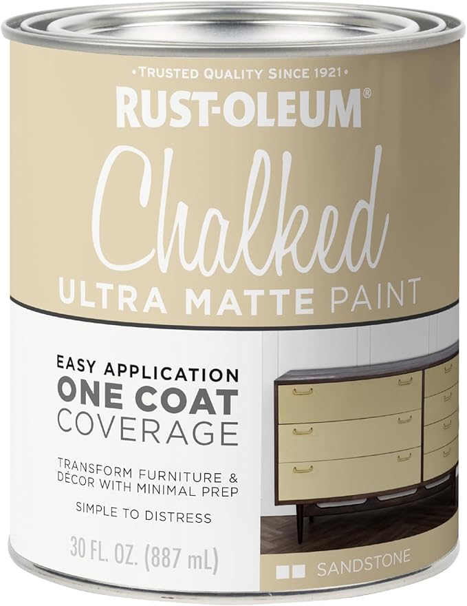 Rust-Oleum Sandstone Chalked All-in-One Ultra Matte Paint | One Coat Coverage | No Primer, Sanding, Or Topcoat Needed | Easy Clean Up | Made in USA | 30 OZ