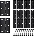 20-Piece 2.5 inch Door Hinge Set - Stainless Steel Cabinet Hinges, Black with 120 Screws