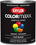 Krylon K05647007 COLORmaxx Acrylic Latex Brush On Paint for Indoor/Outdoor Use, 1 Quarts (Pack of 1), Black, 31 Fl Oz