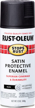 Rust-Oleum 7777830 Stops Rust Spray Paint, 12 oz, Satin Black