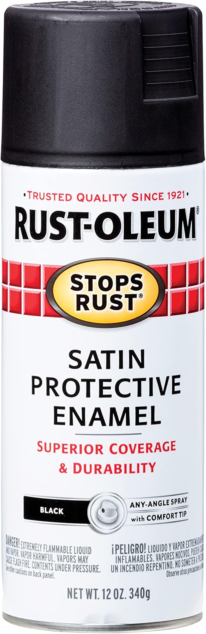 Rust-Oleum 7777830 Stops Rust Spray Paint, 12 oz, Satin Black