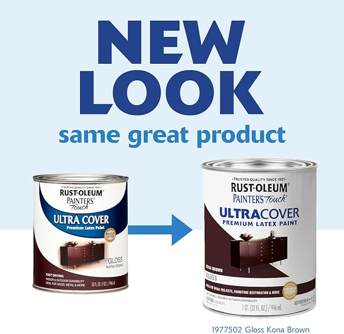 Rust-Oleum Brush On Enamel Paint 1977502 Painters Touch Latex, Gloss Kona Brown, 32 Fl Oz (Pack of 1)