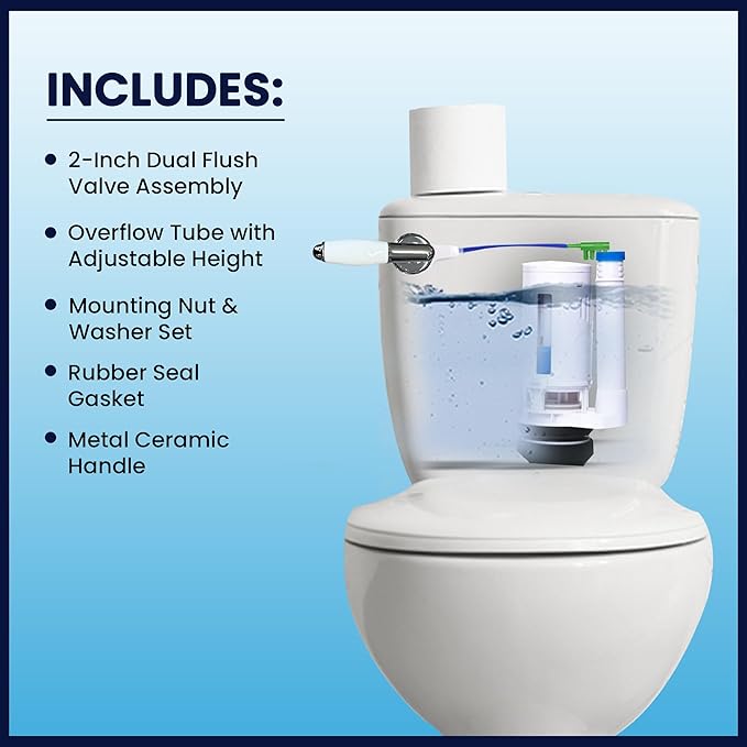 2 INCH DUAL FLUSH VALVE CONVERSION KIT AND OVERFLOW WATER CONSERVER - WITH METAL-CERAMIC HANDLE