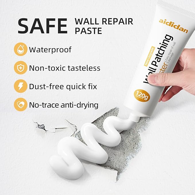 Three Drywall Patch Repair Kit with Scraper, Wall Spackle Repair Paste, Wall Mending Agent Quick and Easy Solution to Fill The Holes for Home Wall, Plaster Dent Repair and Wood Scratch Repair