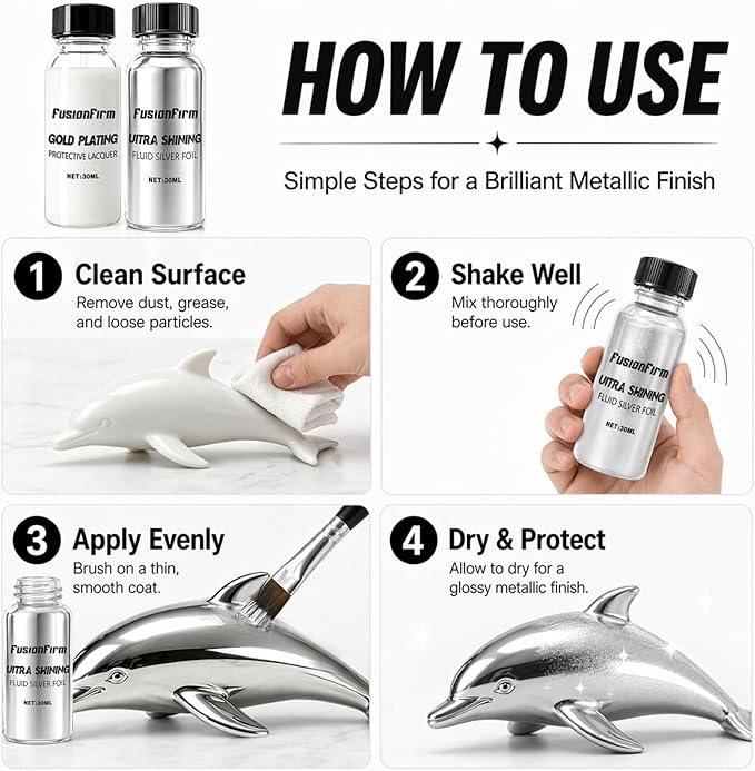 Liquid Leaf Paint - Alcohol-Based Airbrush Paint - High Gloss Finish Silver 1 Fl Oz