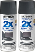 Rust-Oleum 350373-2PK Painter's Touch 2X Ultra Cover Spray Paint, 12 oz, Satin Charcoal Gray, 2 Pack