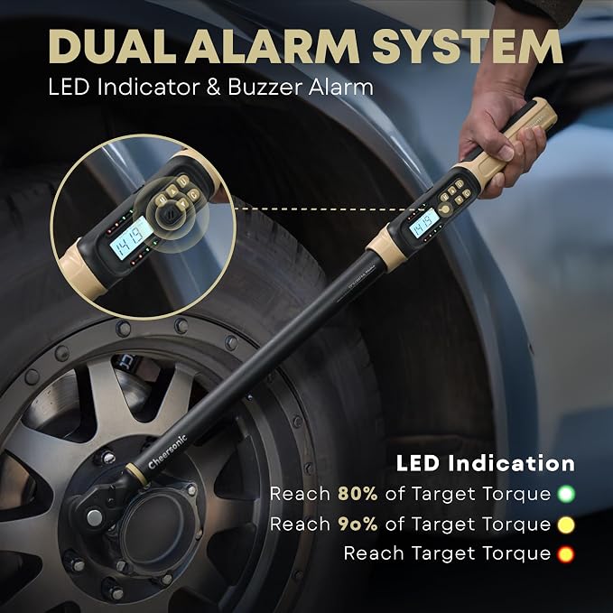 Digital Torque Wrench 1/2 Drive, 12.5-250.8 ft·lb (17-340N.m) ±1% Accuracy Electronic Torque Wrench with Buzzer and LED Heavy Duty Torque Wrench Set with Socket for Car Repair Trucks large machinery